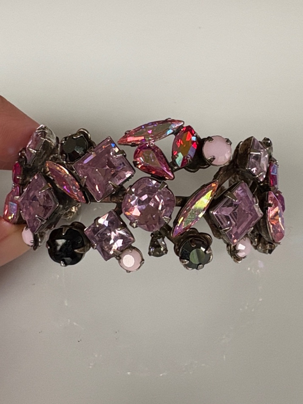 Vintage Sorrelli Pink and Black Crystal Cuff Bracelet - Picture 13 of 14